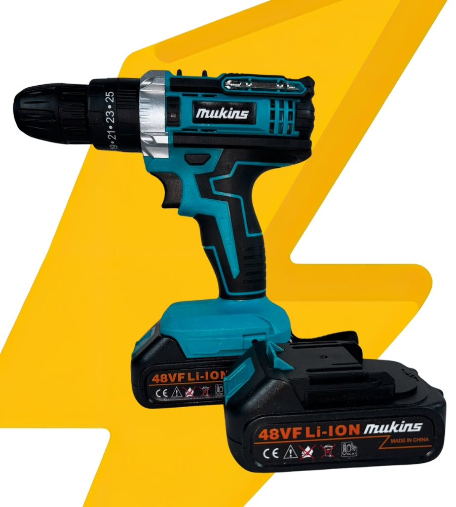 Trapano Avvitatore 25 Livelli 3 Marce Doppia Batteria 48VF Valigetta Accessori