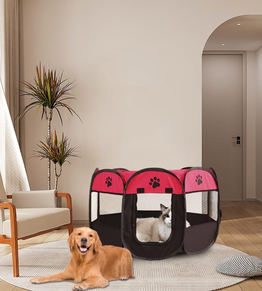 Recinto per Cani Pieghevole Portatile per Cuccioli 74x74x43cm Gabbia per Animali