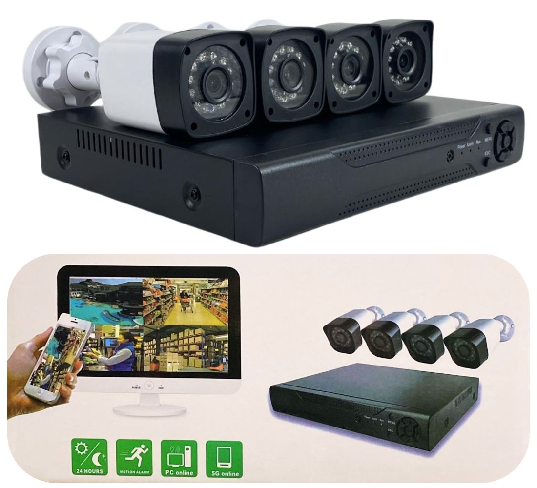 Kit Videosorveglianza AHD IP Cloud DVR + 4 Telecamere FULL CCTV HD Infrarossi 5G