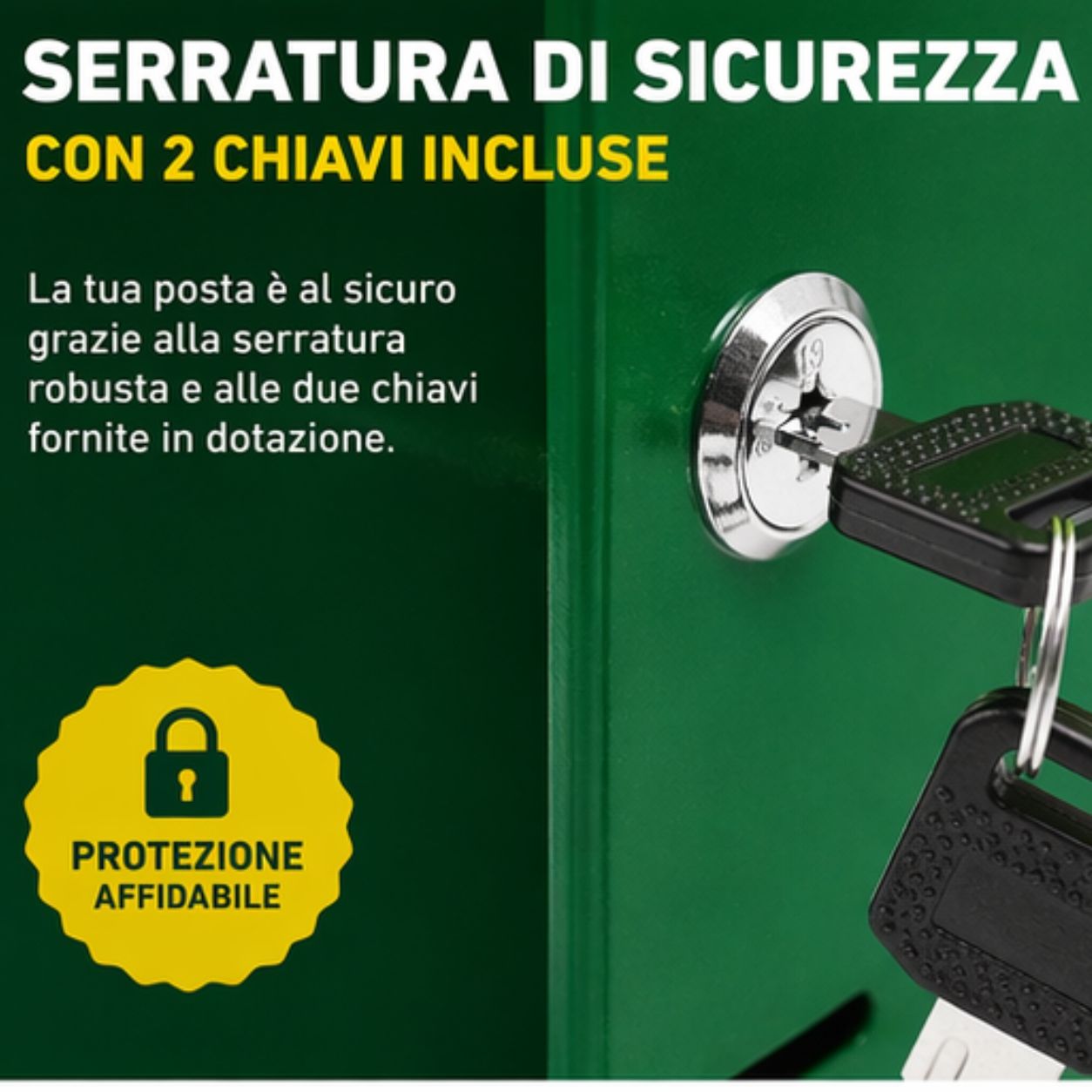 Cassetta Postale Verde Serratura 2 Chiavi 19x27cm Portalettere Esterno Targhetta