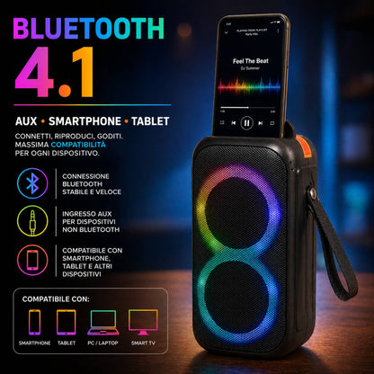 Speaker Cassa Bluetooth Altoparlante Waterproof WiFi USB Portatile Cubo