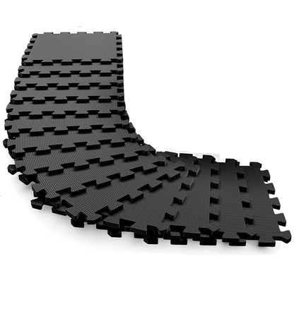 Tappeto Puzzle Tappetino Fitness Multiuso Palestra Schiuma 20 PZ 29 X 29 CM Nero
