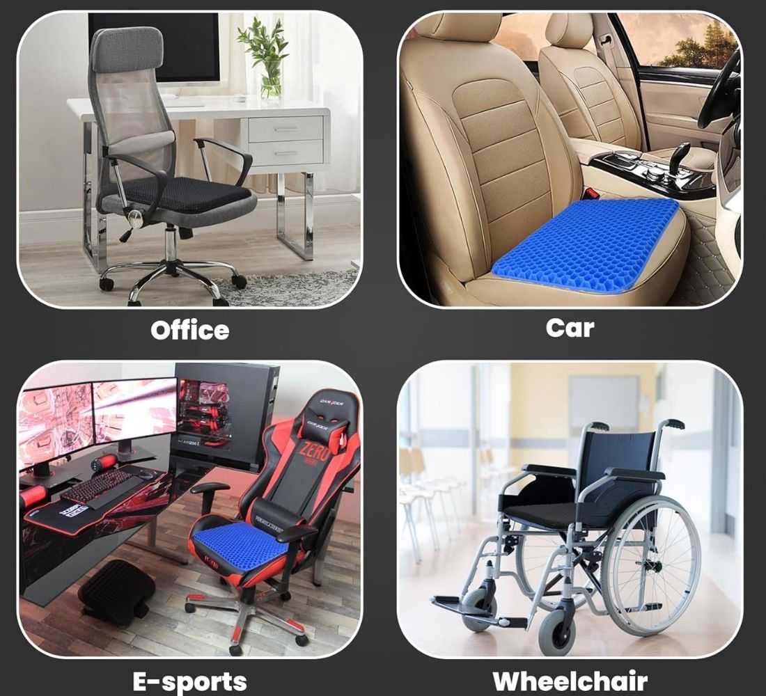 Cuscino Sedia Anti Decubito in Gel Spesso Rivestimento Antiscivolo Traspirante