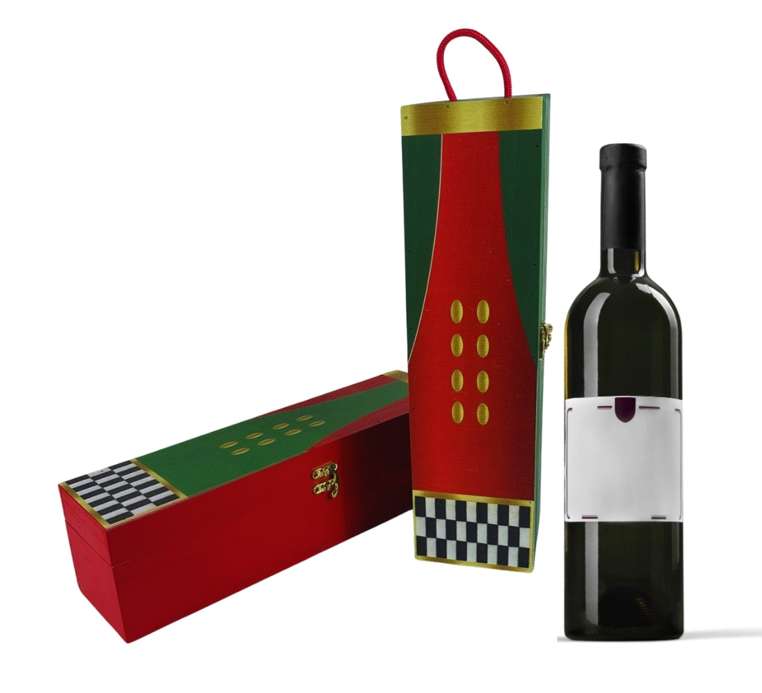 Cassetta Portabottiglie in Legno Natalizio Scatola Bottiglie Vino Decorato