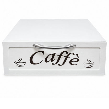 Cassetto Porta Cialde Capsule in Legno Organizer 30x30x10 cm Bianco Coffee