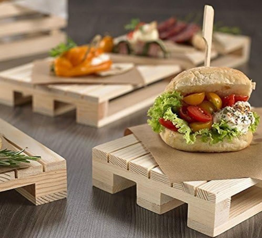 Fair Set 3 pz Vassoio in Legno Forma Pedana per Antipasti 18 x 12 cm