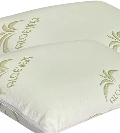 Coppia Cuscino Saponetta Memory Foam Aloe Vera Anallergico 74 x 42 H 15 cm