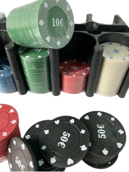200 Fiches da Poker Numerate Soldi Euro Box da Gioco Texas Holdem Black Jack
