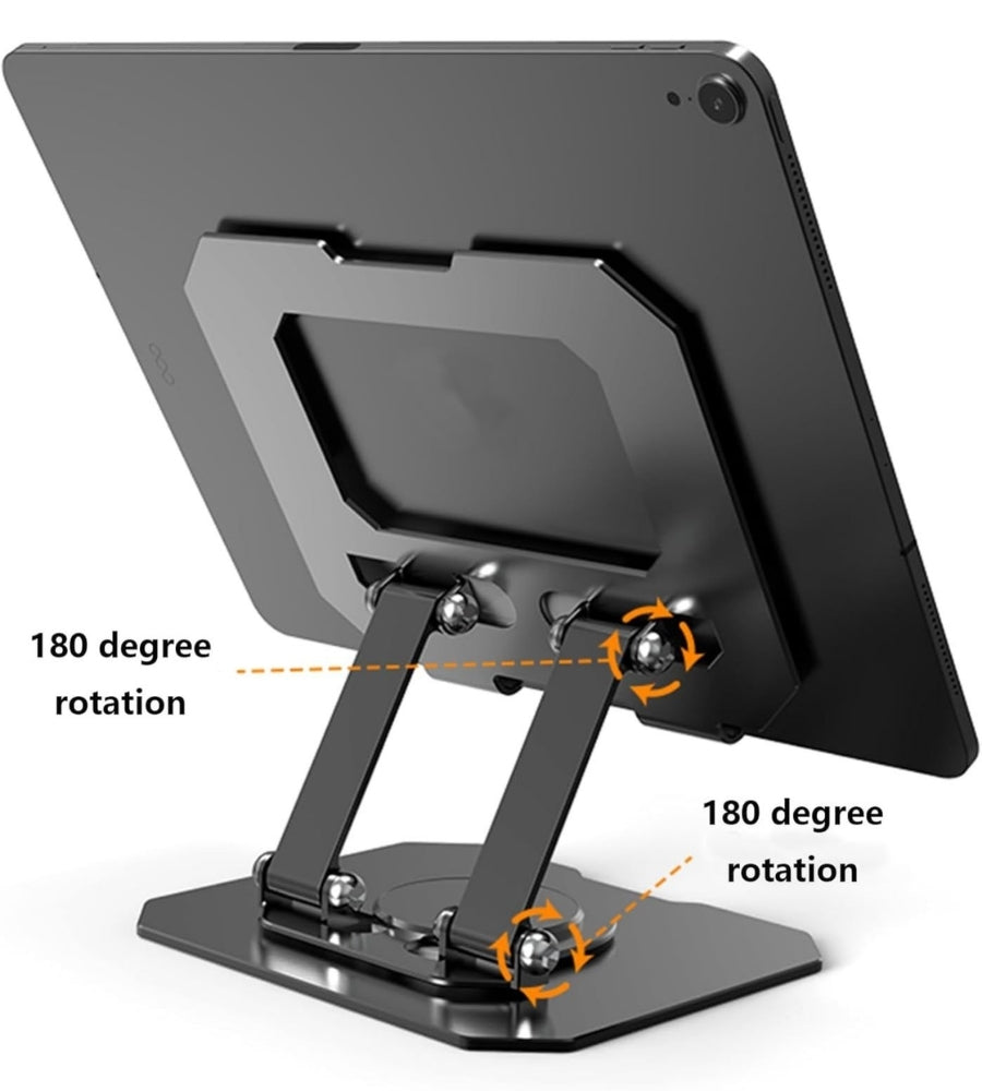 Supporto Tablet Pieghevole Girevole 360 Gradi Supporto Metallo Ipad Regolabile
