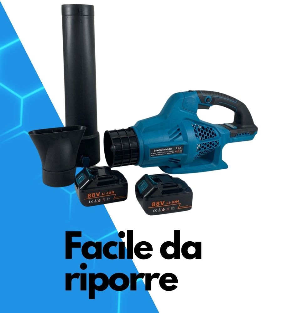 Soffiatore a Batteria Potente 6 Velocita' 2 Batterie Foglie Giardino Campeggio