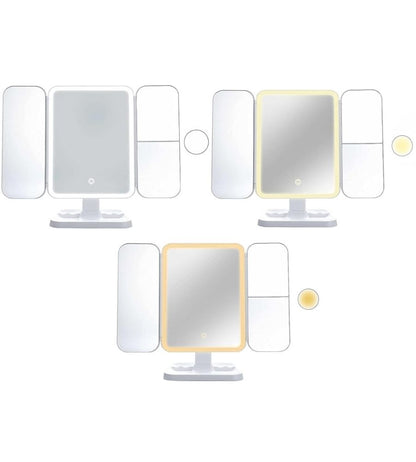 Specchio Cosmetico Illuminato Specchio Trucco LED 3 Zoom Regolabile Rotante USB