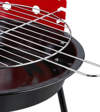 Barbecue a Carbone Tondo Doppia Griglia Paravento e Ripiano 52x 59 x 82H Cm