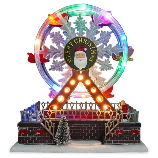 Giostra Natalizia Ruota Panoramica Con Musica Luci Movimento 28 x 23 Cm DF64915