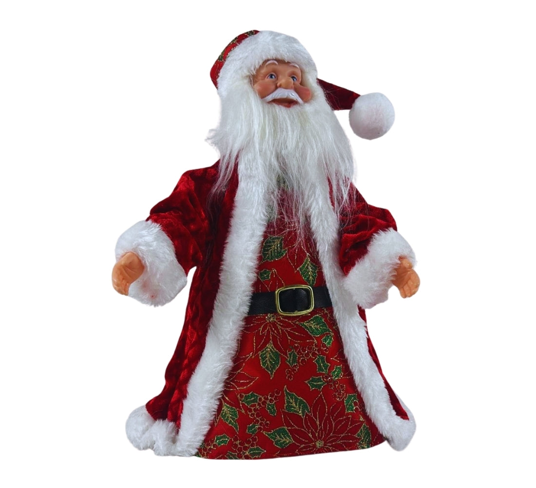 Puntale per Albero Babbo Natale 30 cm Abito con Pelliccia Decorazioni Natalizie