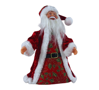 Puntale per Albero Babbo Natale 30 cm Abito con Pelliccia Decorazioni Natalizie
