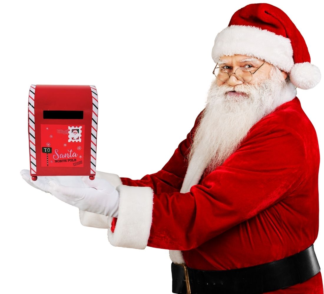 Cassetta Lettere di Babbo Natale Buca Postale Natalizia Metallo Apertura 20x14cm