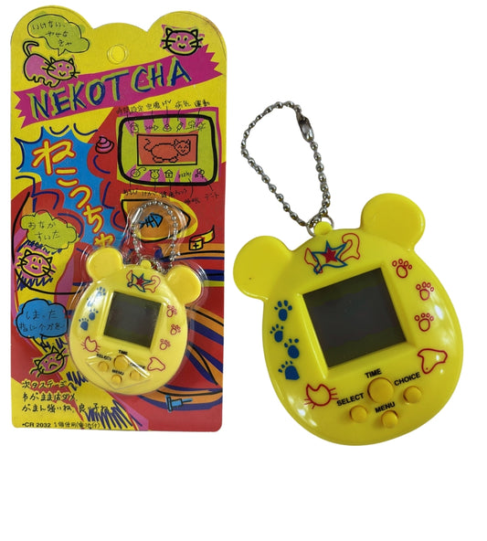 Nekotcha Tamagotchi Virtual Pet Vintage Originale JAPAN Sigillato Giallo
