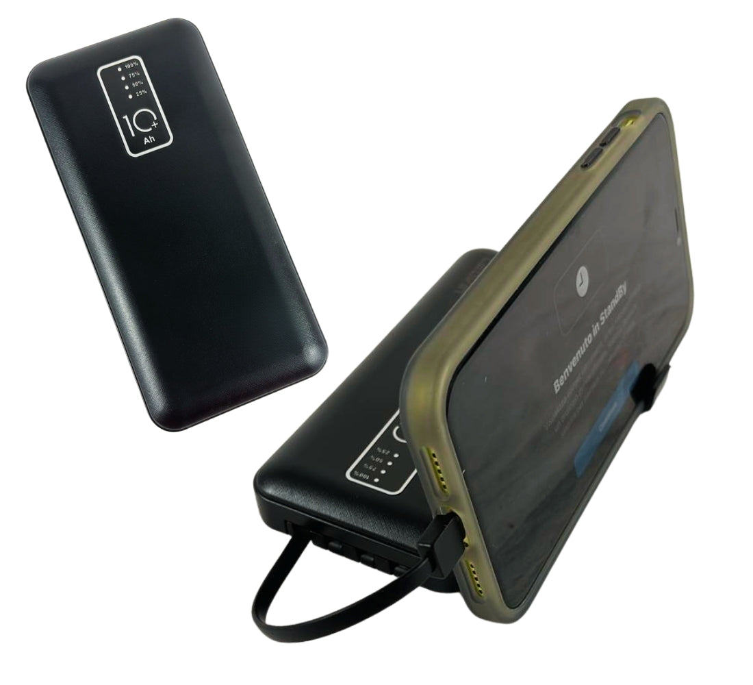 Power Bank10000 mAh Caricabatterie Portatile Ricarica Veloce 4 Cavi USB