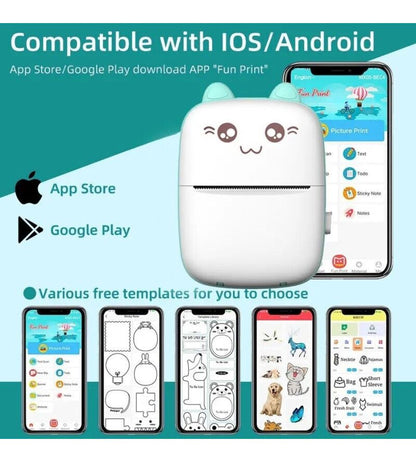 Mini Stampante Fotografica Termica BT Senza Fili APP Ios Android + 11 Rotolini