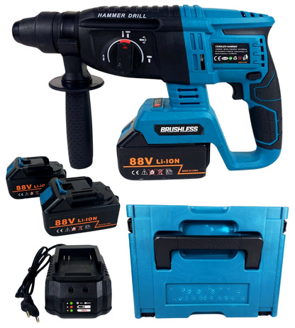 Trapano Tassellatore Martello a Percussione Demolitore 2 Batterie 88V SDS Plus