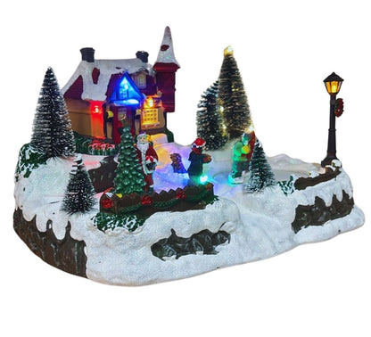 Villaggio Natalizio Casa Babbo Natale Pista Pattinaggio Movimento Luci e Musica