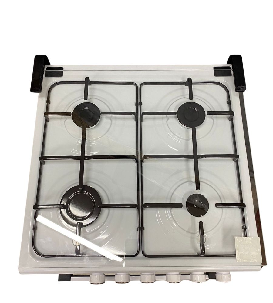 Cucina a Gas Forno Gas 4 Fuochi 60 X 60 cm Copertura in Vetro Bianca