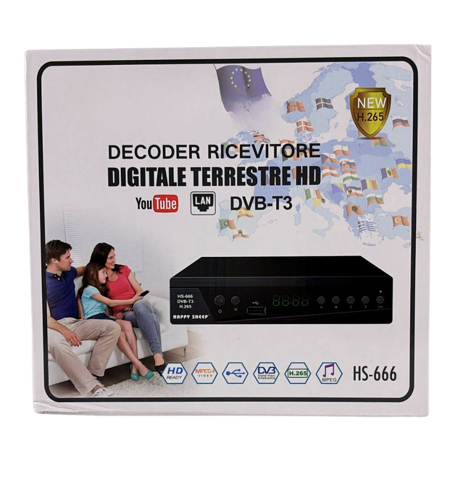 Digitale Terrestre Decoder DVB-T2 T3 H.265 HEVC 10 Full HD HDMI USB LAN Display