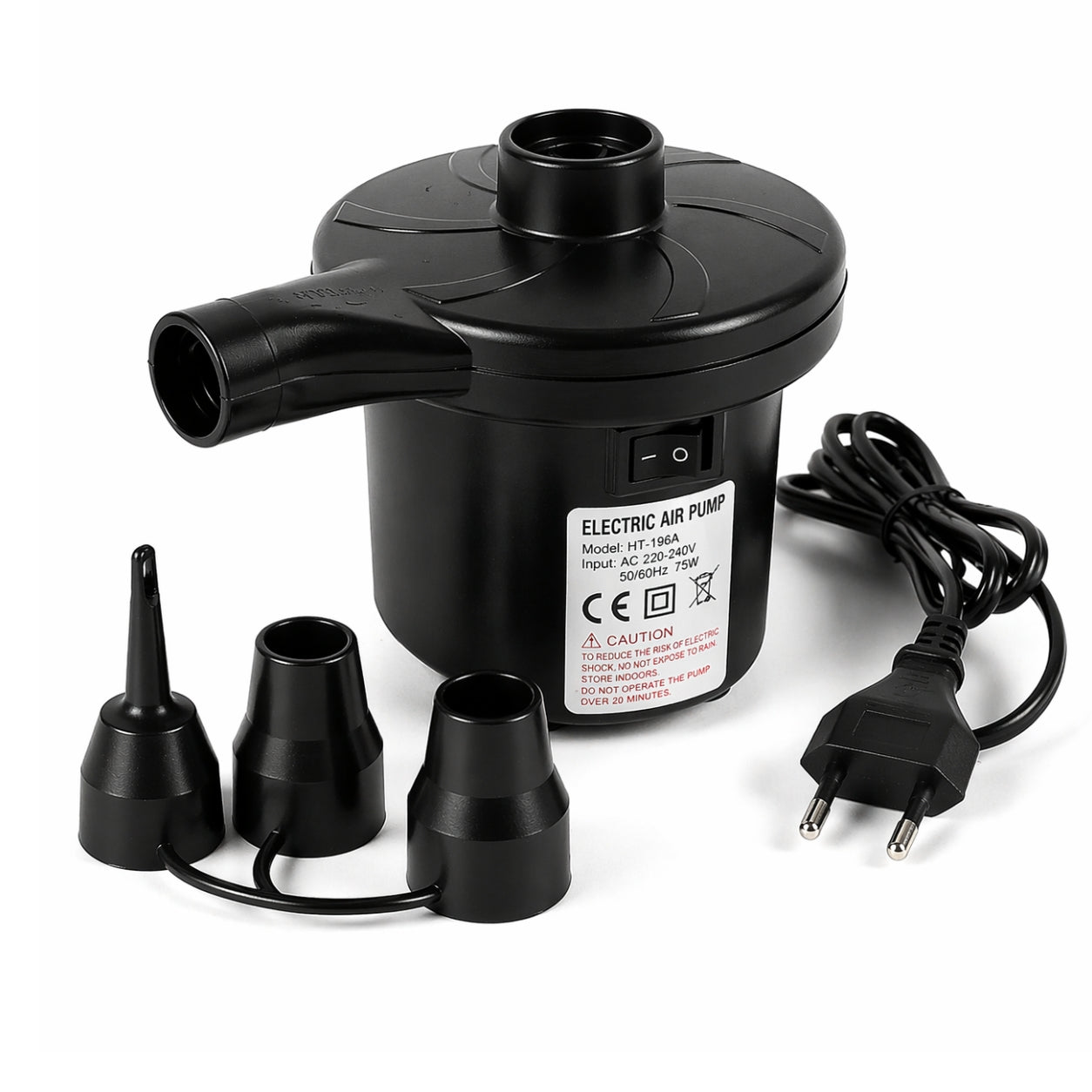 Pompa Elettrica 220V Gonfiabili Piscina Materassini Gommoni Gonfiatore 3 Ugelli