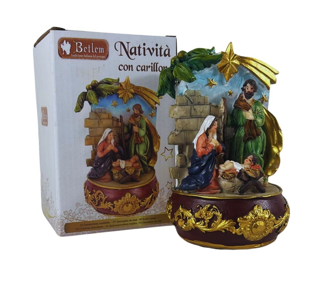 Carillon di Natale Musicale Meccanico a Corda Nativita' Presepe Decorazione Casa