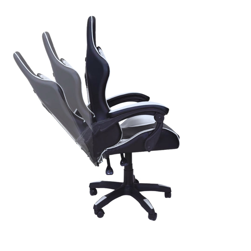 Sedia Gaming Poltrona Scrivania Ufficio Casa Reclinabile Cuscino Lombare Bianco