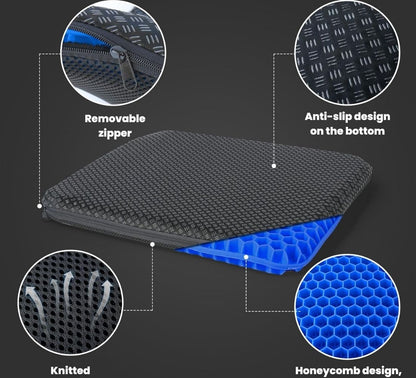 Cuscino Sedia Anti Decubito in Gel Spesso Rivestimento Antiscivolo Traspirante