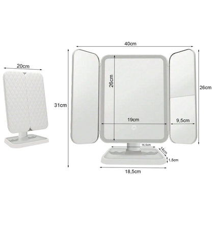 Specchio Cosmetico Illuminato Specchio Trucco LED 3 Zoom Regolabile Rotante USB