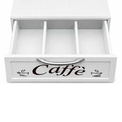 Cassetto Porta Cialde Capsule in Legno Organizer 30x30x10 cm Bianco Coffee