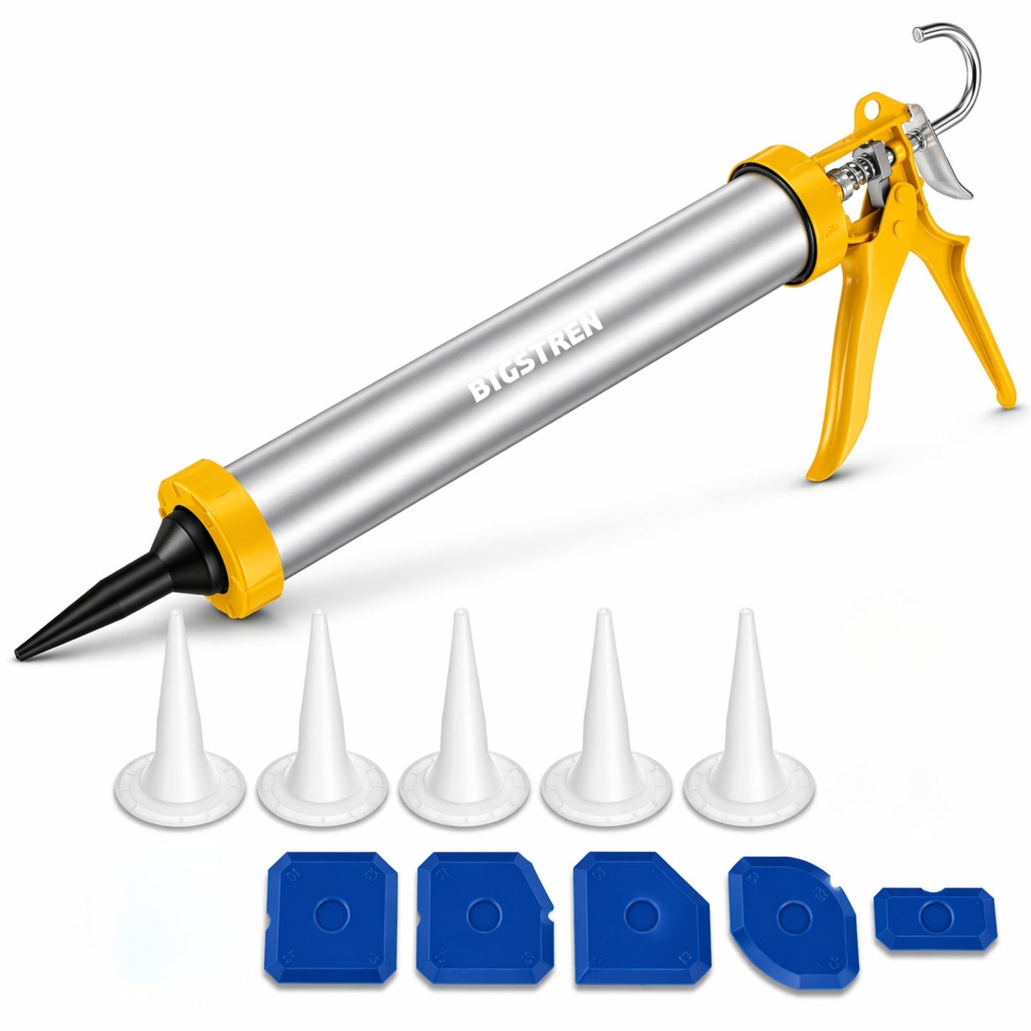 Pistola Silicone Cartuccia 600ml Alluminio Professionale 6 Beccucci 5 Spatole
