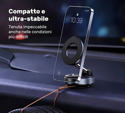 Supporto Telefono Auto Porta Cellulare Magnetico Forte Regolabile 360° Cruscotto
