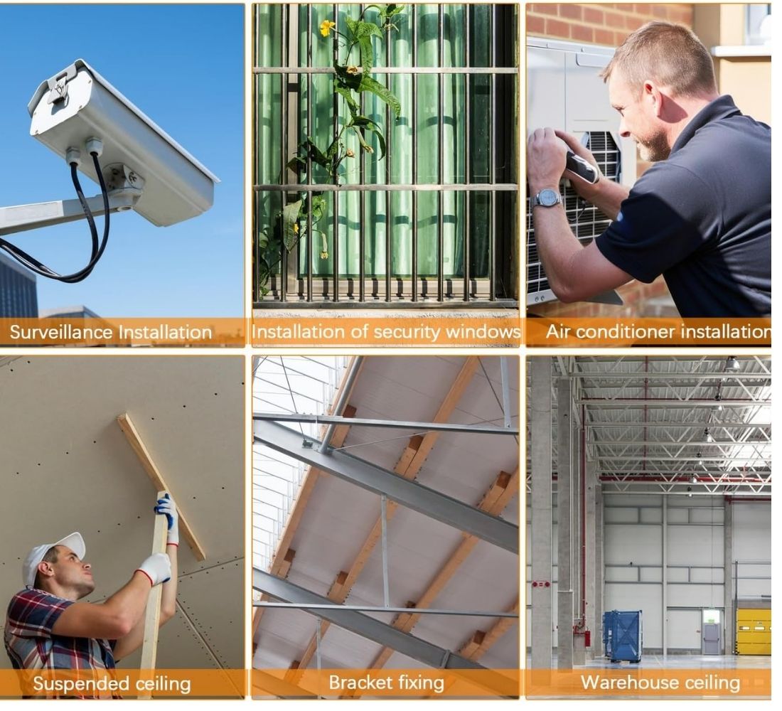 30 Chiodi Filettati Per Pistola Sparachiodi 30 Dadi M8 da 7,3 mm Cemento Ferro