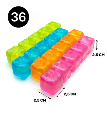 Set 36 Cubetti di Ghiaccio Riutilizzabili Colorati Atossici Per Bevande Cocktail