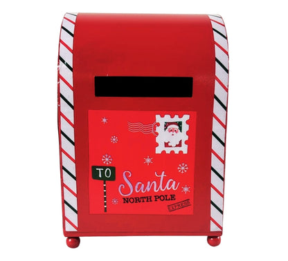 Cassetta Lettere di Babbo Natale Buca Postale Natalizia Metallo Apertura 20x14cm