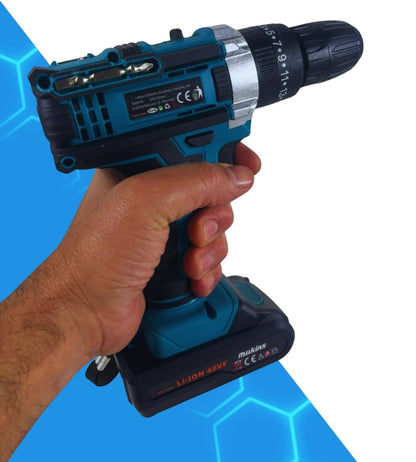 Trapano Avvitatore Percussione Doppia Batteria a Litio 21V Valigetta Accessori