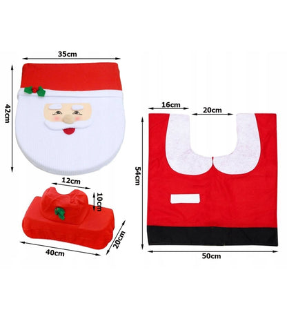 Copri Water Natalizio Set 3 pz da Bagno Babbo Natale Copriwater Tappeto Rotolo