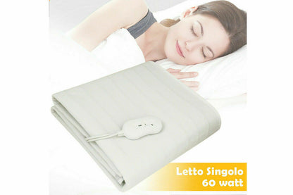Coperta Elettrica Scaldaletto Termico Letto Singolo Termocoperta 60W 3 Livelli