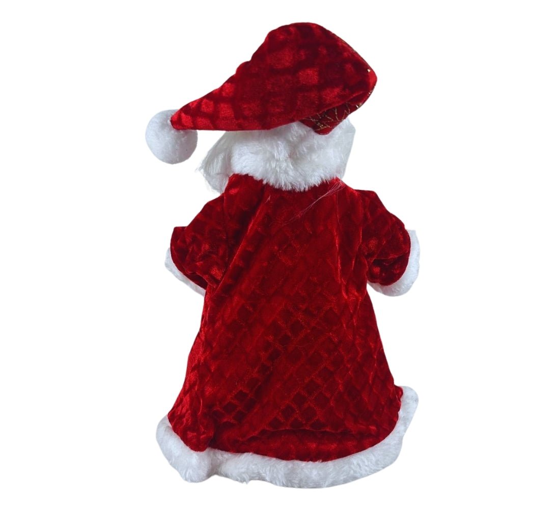 Puntale per Albero Babbo Natale 30 cm Abito con Pelliccia Decorazioni Natalizie
