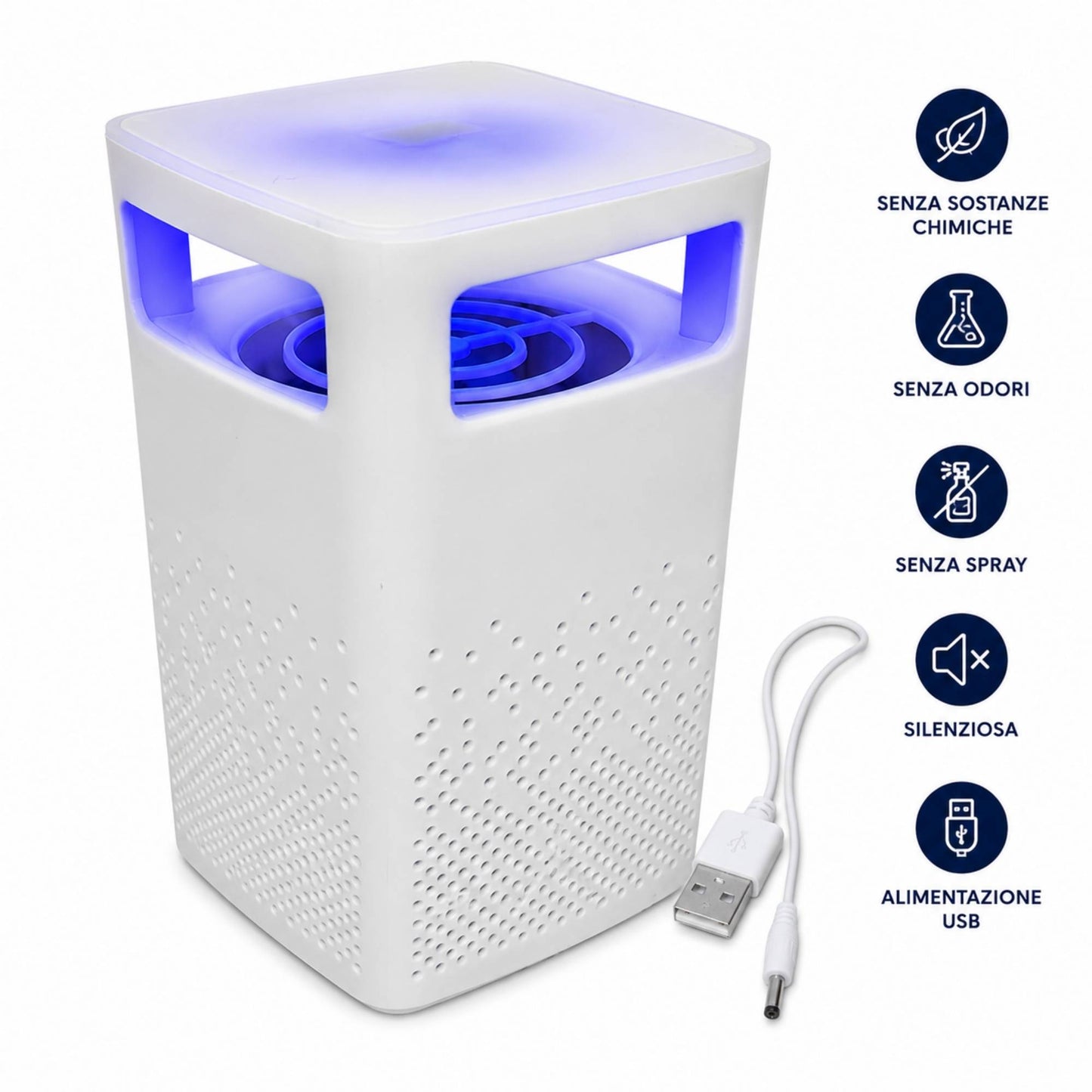 Lampada Antizanzare UV USB Aspirazione Silenziosa Trappola Insetti Casa Ufficio