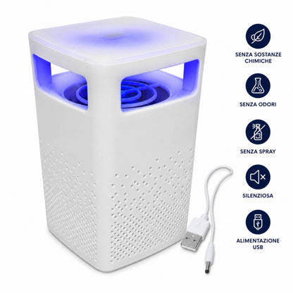 Lampada Antizanzare UV USB Aspirazione Silenziosa Trappola Insetti Casa Ufficio