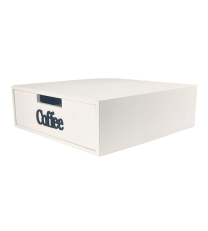 Cassetto Porta Cialde Capsule in Legno Organizer Cucina 30x30x10 cm Bianco