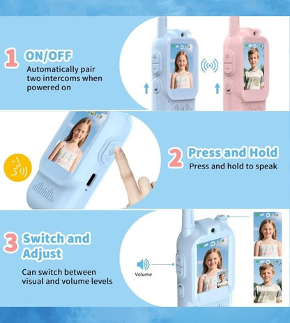 Video Walkie Talkie Ricaricabili Bambini Videochiamata Foto Effetti Vocali