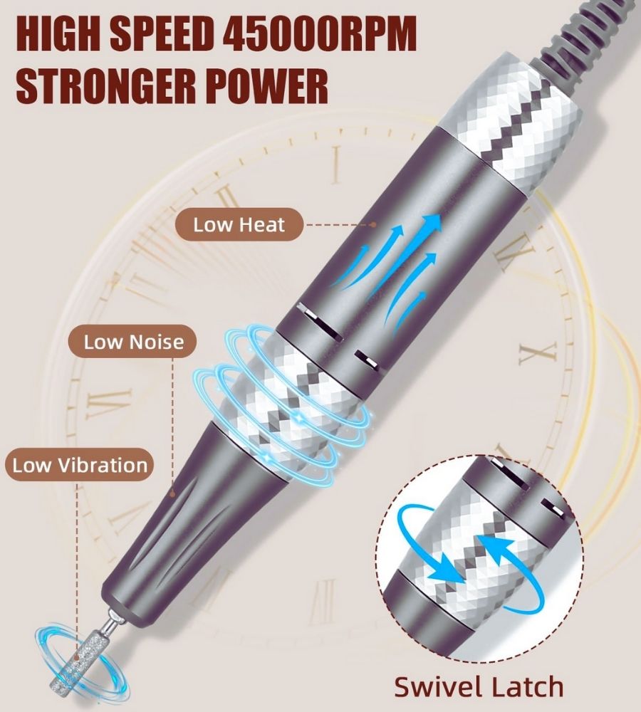 Fresa per Unghie Professionale 45000RPM Lima Elettrica per Unghie Touchscreen
