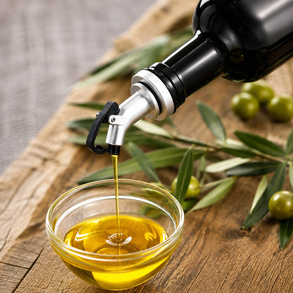 Set Olio Aceto 2 Bottiglie da 500ml con Supporto Metallo Dosatore Cucina Design