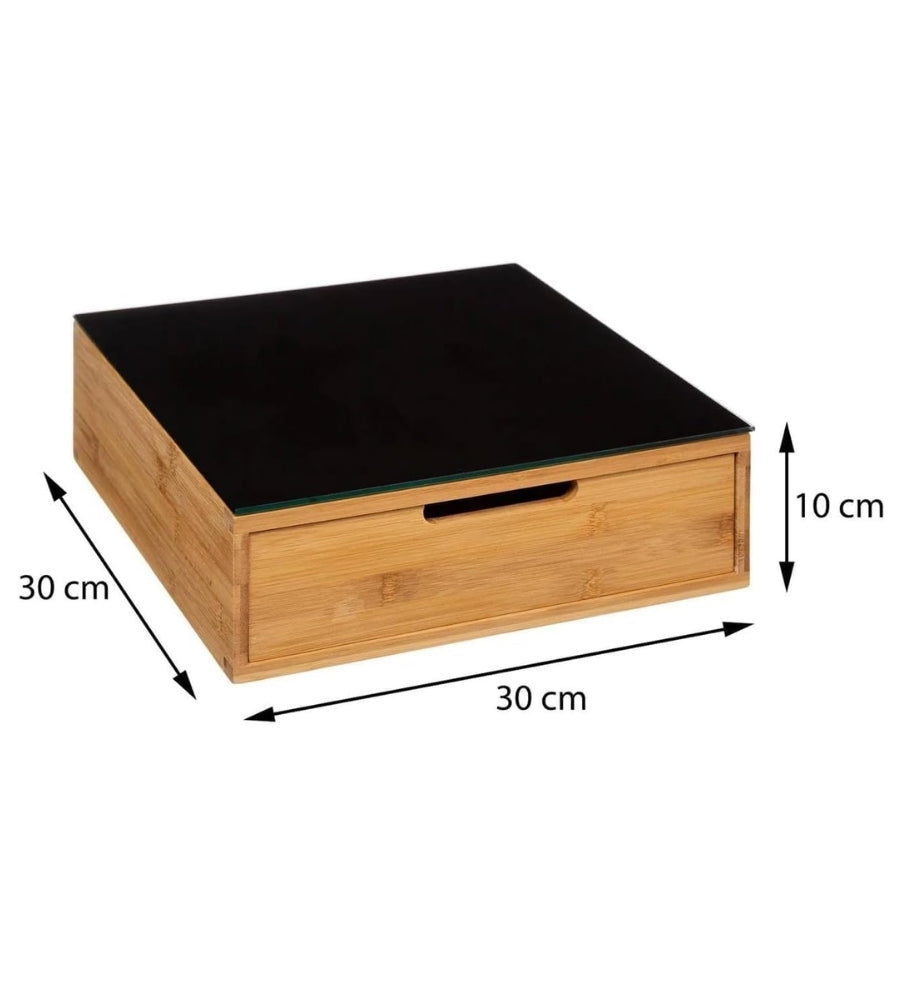 Cassetto Porta Cialde Capsule in Legno Organizer Cucina 30x30x10 cm 4 Scomparti