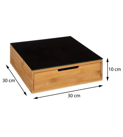Cassetto Porta Cialde Capsule in Legno Organizer Cucina 30x30x10 cm 4 Scomparti